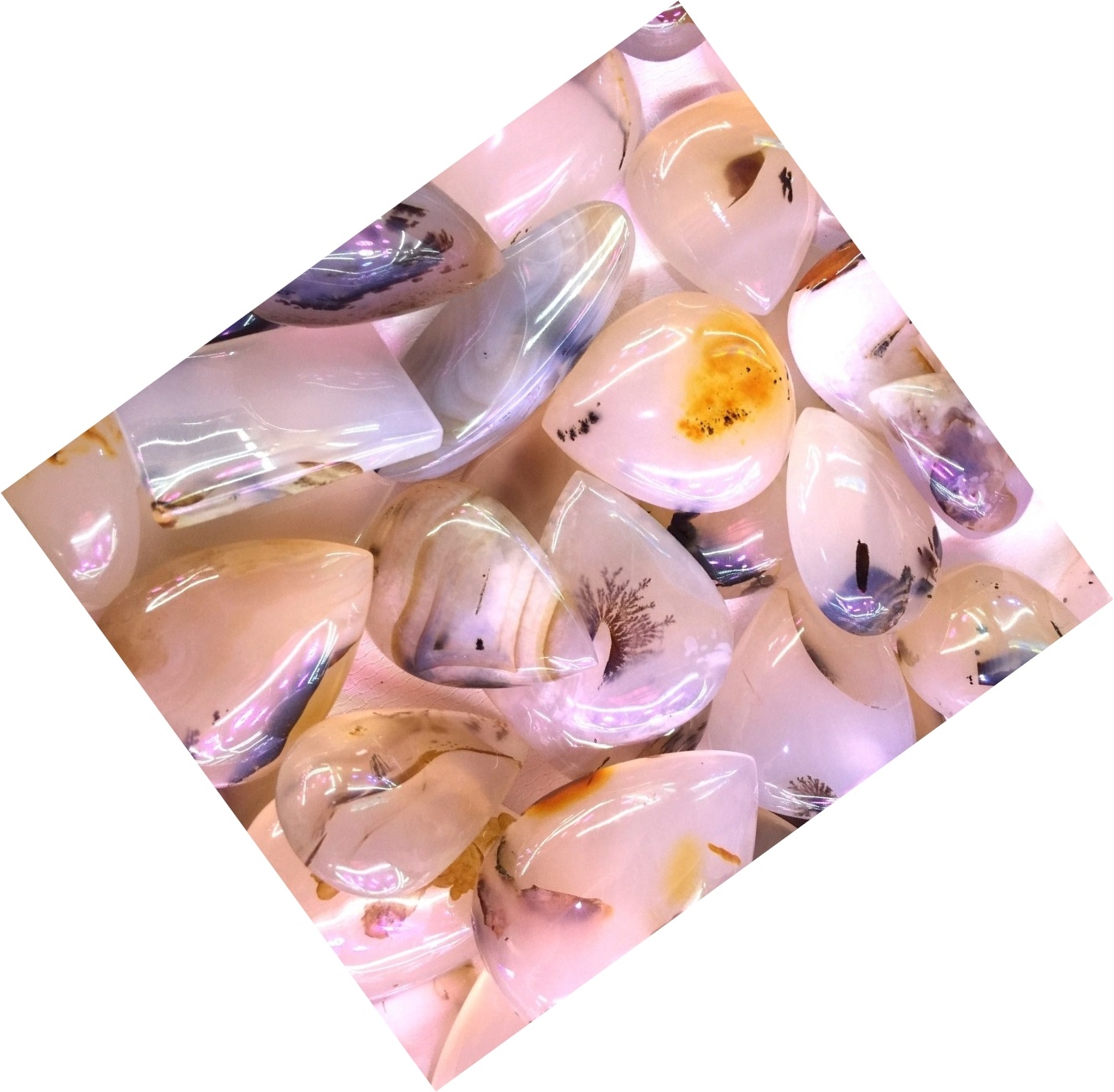 Cherry Blossom Agate Cabochon Natural Stone Blóm Agate Pocket Stones 41