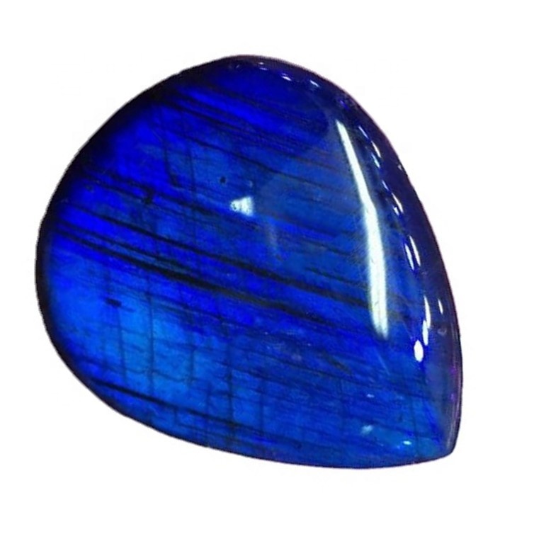 Природен оган лабрадорит обичен рачно изработен скапоцен камен сина флеш лабрадорит мазна круша форма 40