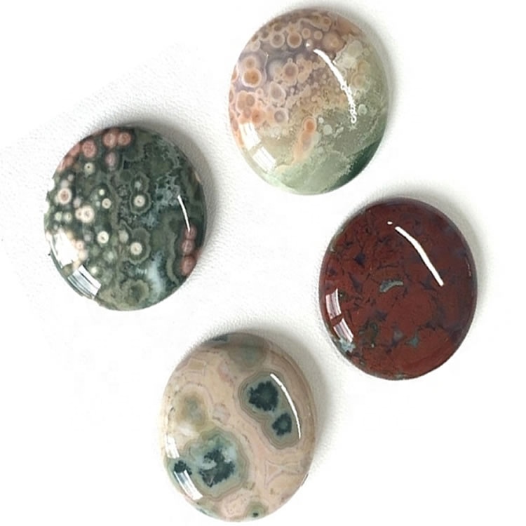 Cilësi të ndryshme natyrore të rrumbullakëta Oqeani Jasper Cabochon Gemstone bëjnë me shumicë 41