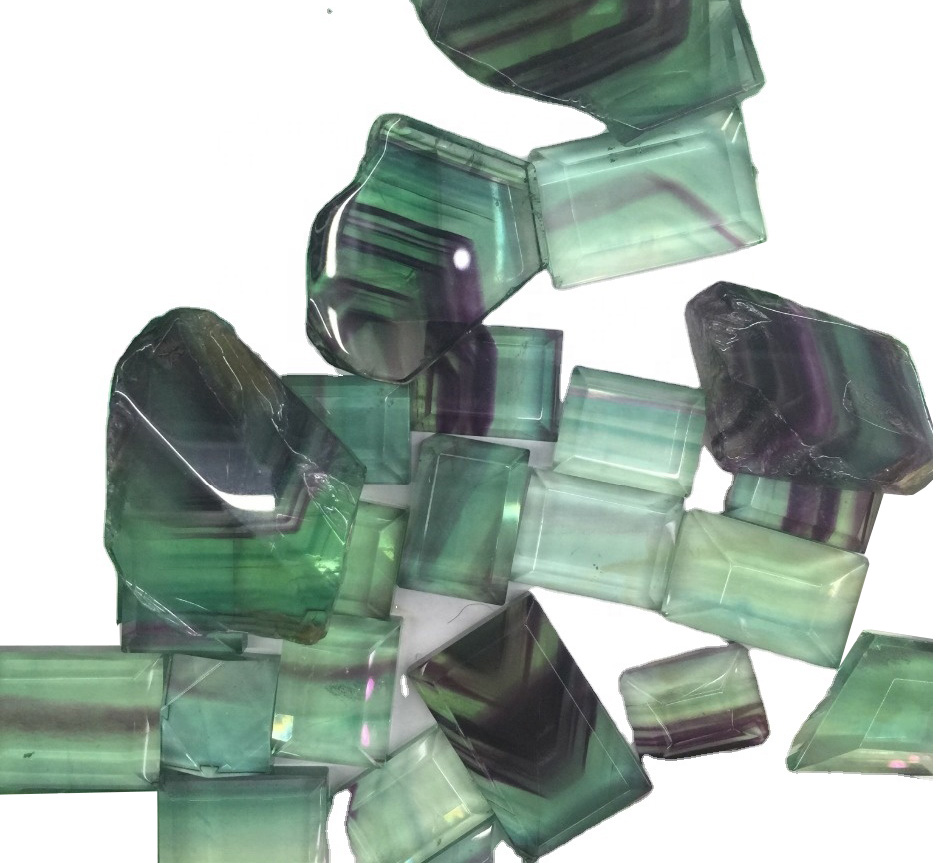 Zeleni fluorit piramidni pravokutnik kalibrirani kabinirani kauchoni labavi kabohoni 41