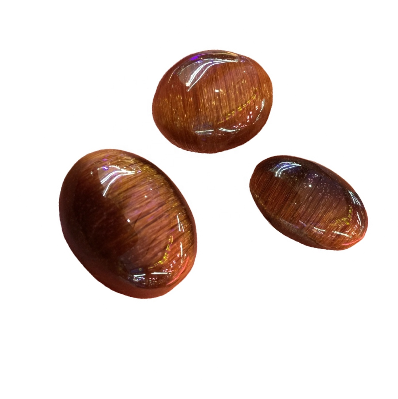 Природно бакар Рутиле Куартз Цабоцхони бакар Рутилски драго камење Врхунски ручно рађени ручни бакар Рутиле Лабав драгуљ 40