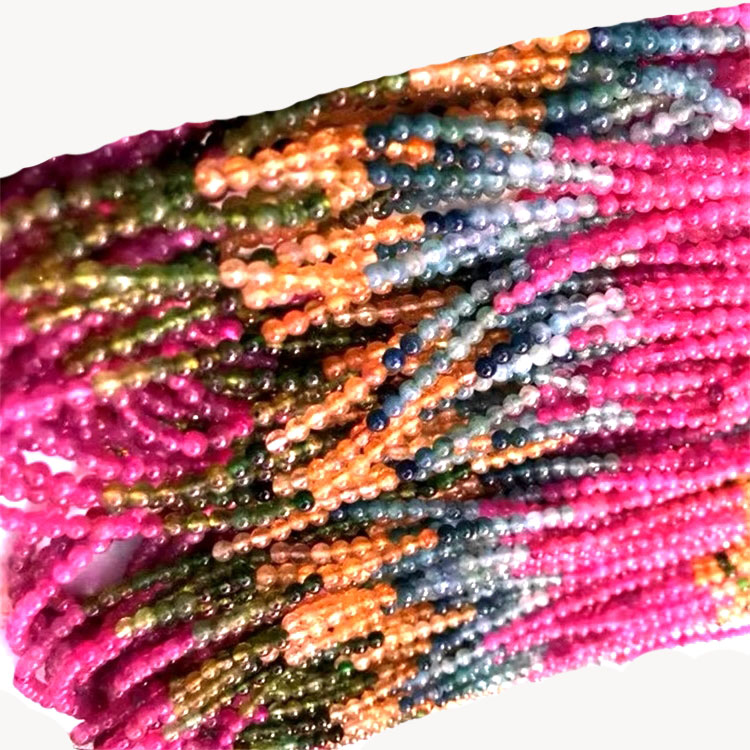 Tourmaline Pinc Lliw Pinc Gemstone Gleiniau Rownd Loose ar gyfer Gwneud Jewelry Bangle 41