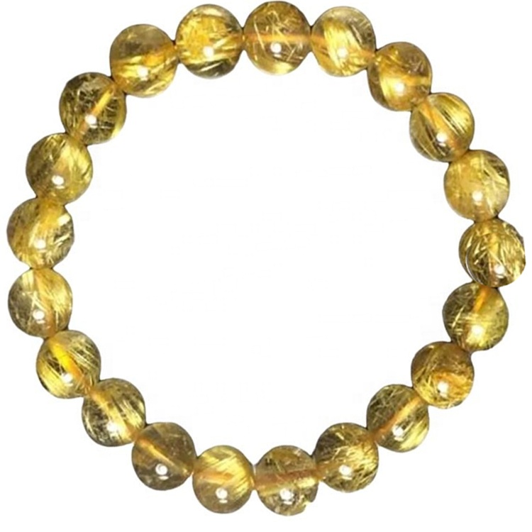 Transporti falas me shumicë Guri Natyror 6-14mm Golden Rutilated kuarc byzylyk byzylyk 40