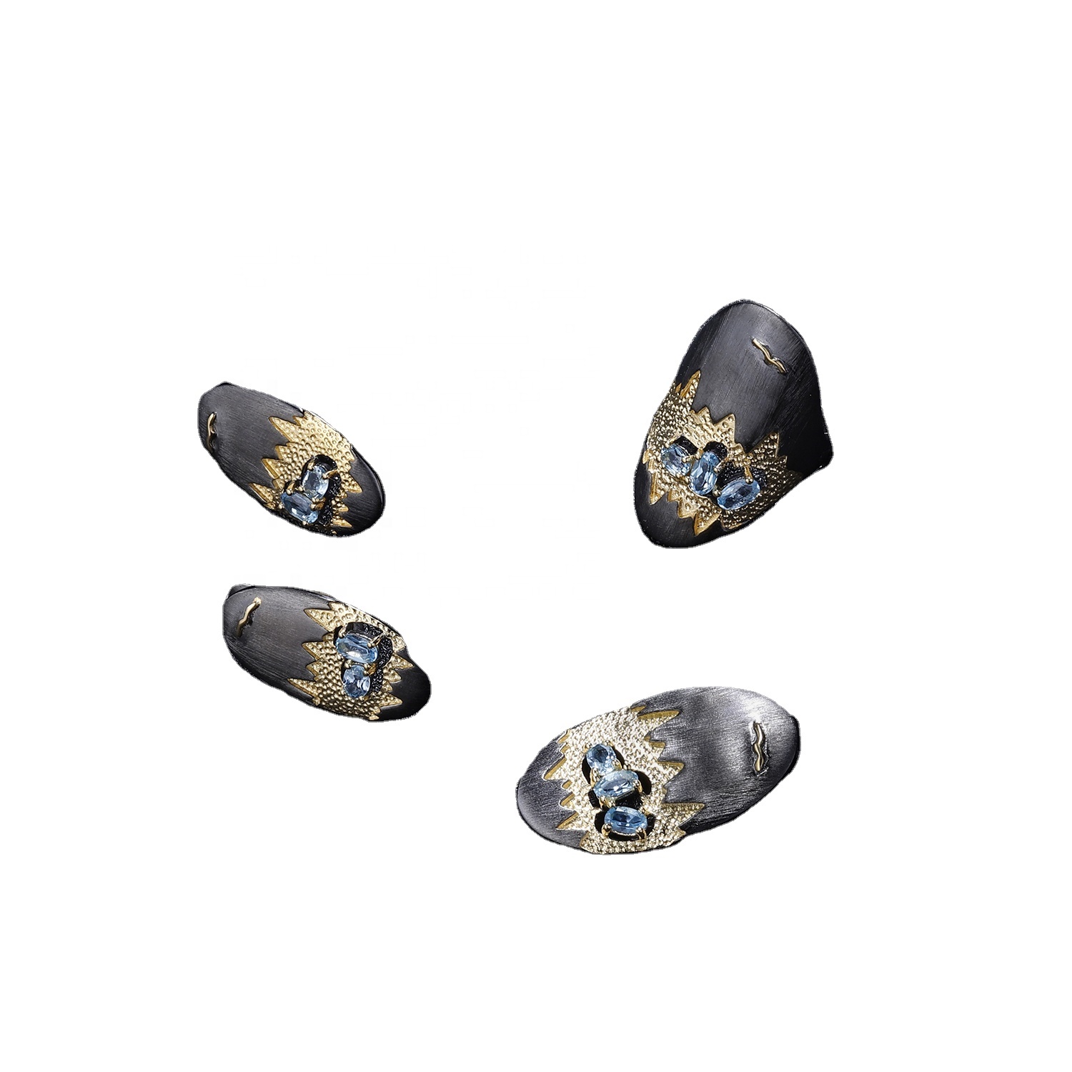 Fargerikt Oval Shape 925 Sterling Sølv Gullbelagt Kyanitt Anheng 11