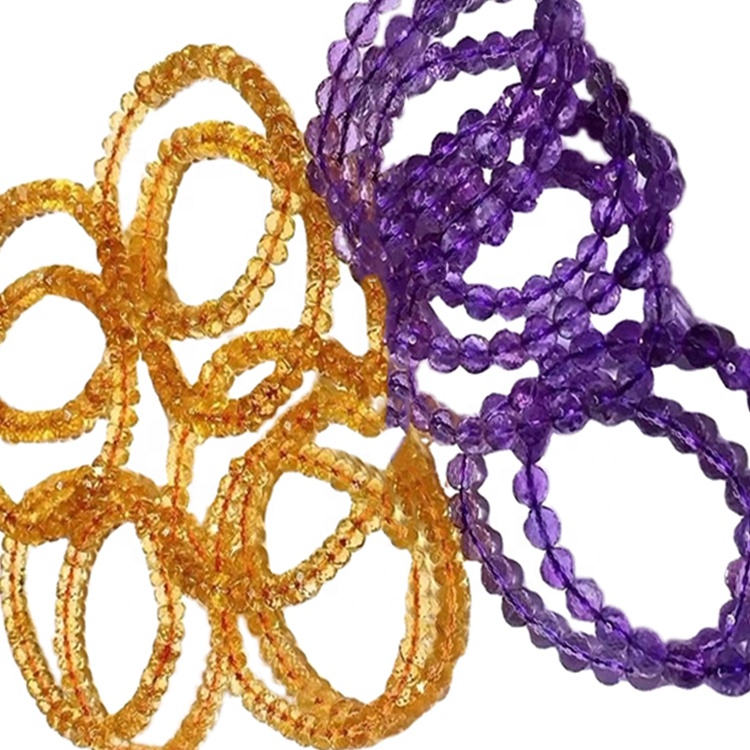 Branelli sfaccettati Ametista Amethyst Citrine Gemstone Braccialetti 32