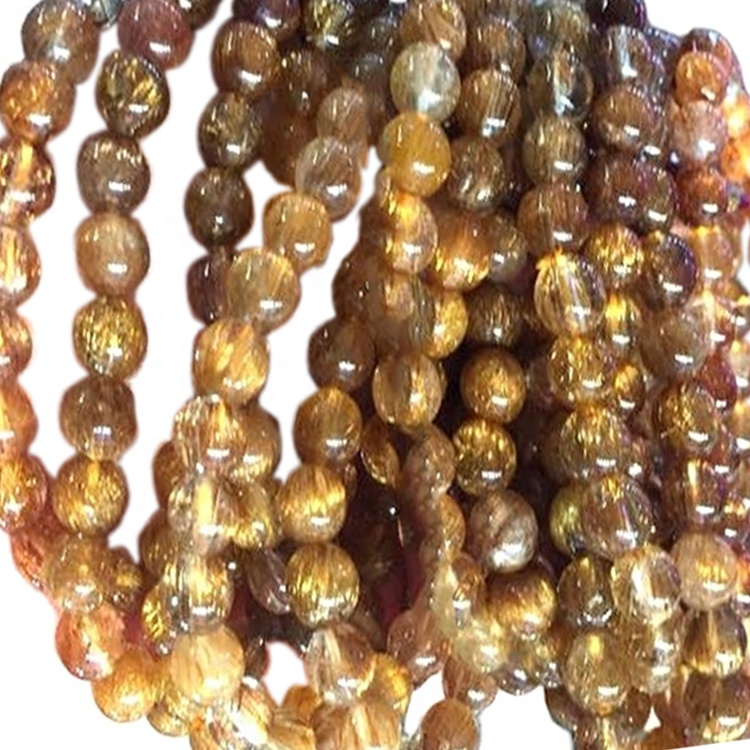 16inches - 6-14mm - Natural Finest Quality aeris Rutilated Quartz Smooth Baads 40