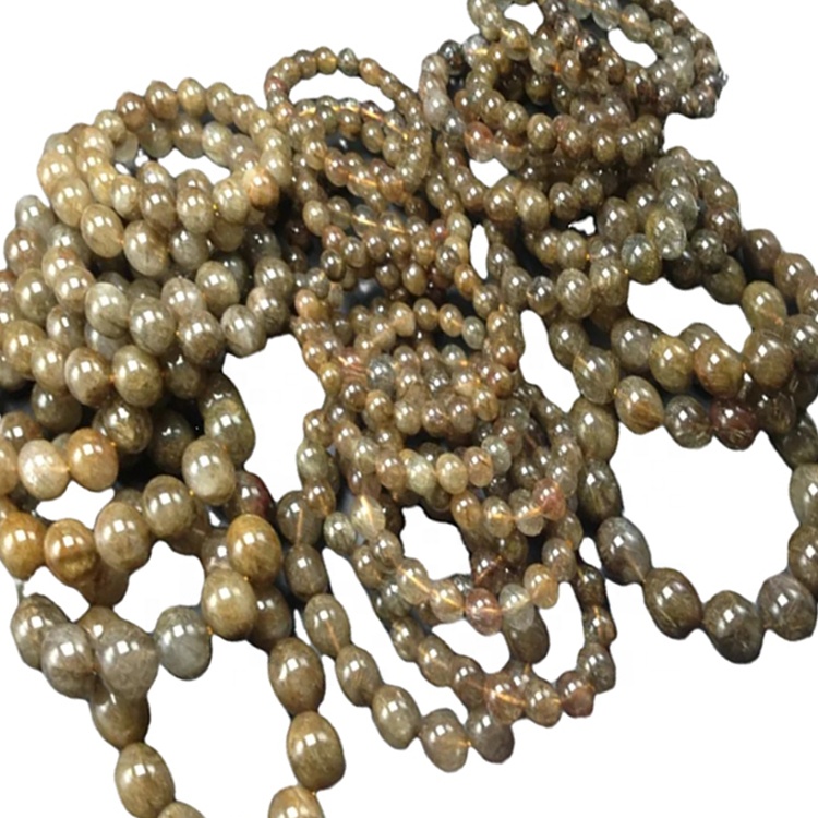 Rôzne kvalitné prírodné medené rutilated kremeň Healing voľné guľaté korálky Strand na predaj 40
