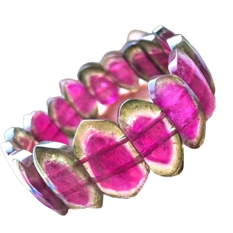Gerðu heildsölu Tourmaline Rubellite glansandi litríka Bangle Natural Tourmaline Armband Heilla armbönd Natural Energy Stone 41