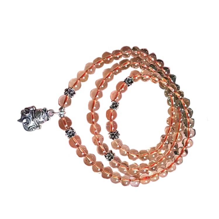 Stone Náttúrulegt Citrine Gemstones Gulur umferð perlur fyrir náttúrulega steinn perlur hálsmen 40