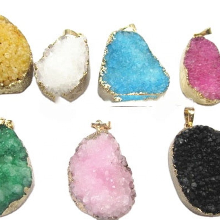 Fascinerende 925 Sterling Engros Sølv Smykker Drusy Labradorite Gemstone Anheng 41