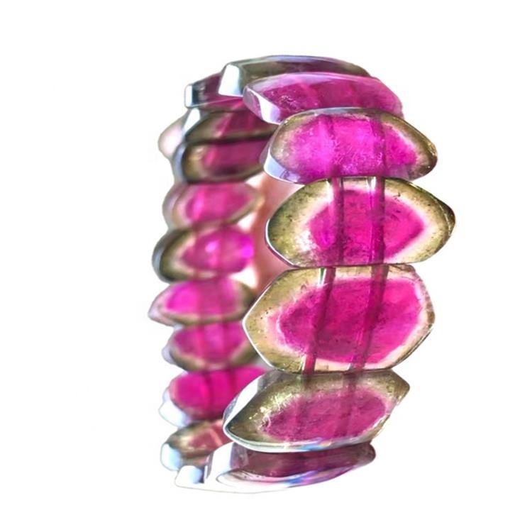 Դրսում վարդագույն բարձրորակ Tourmaline Rubellite Bangle Պատրաստեք մեծածախ կանաչ բշտիկաձեւ ձեռնաշղթաներ ձեռնաշղթա 02 բնական CN; Gua 41