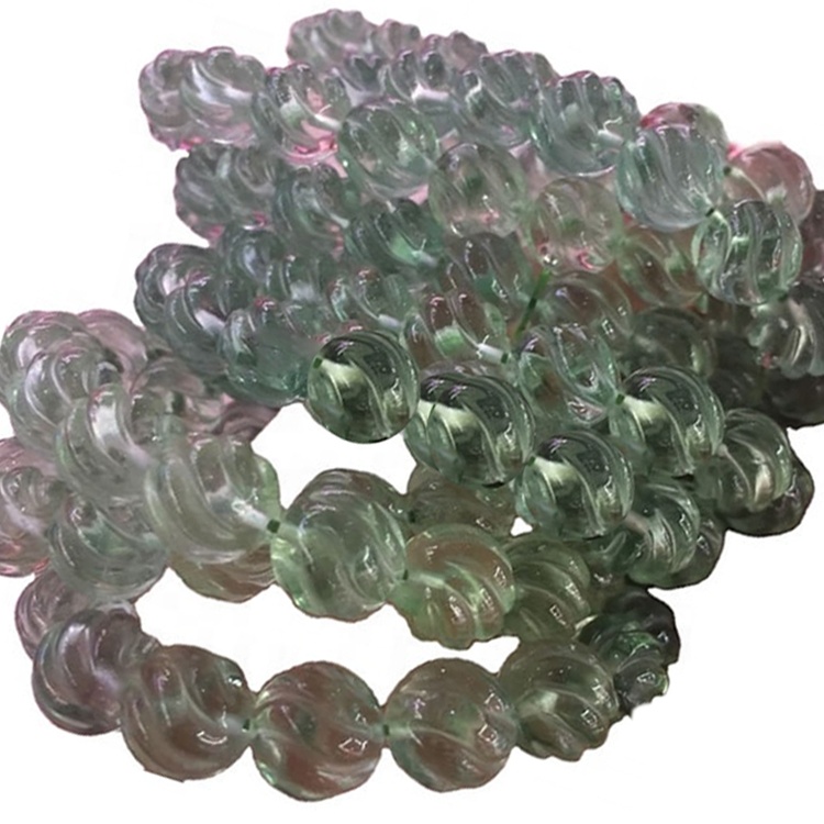 Perline intagliate multi fluorite naturali in vendita 40