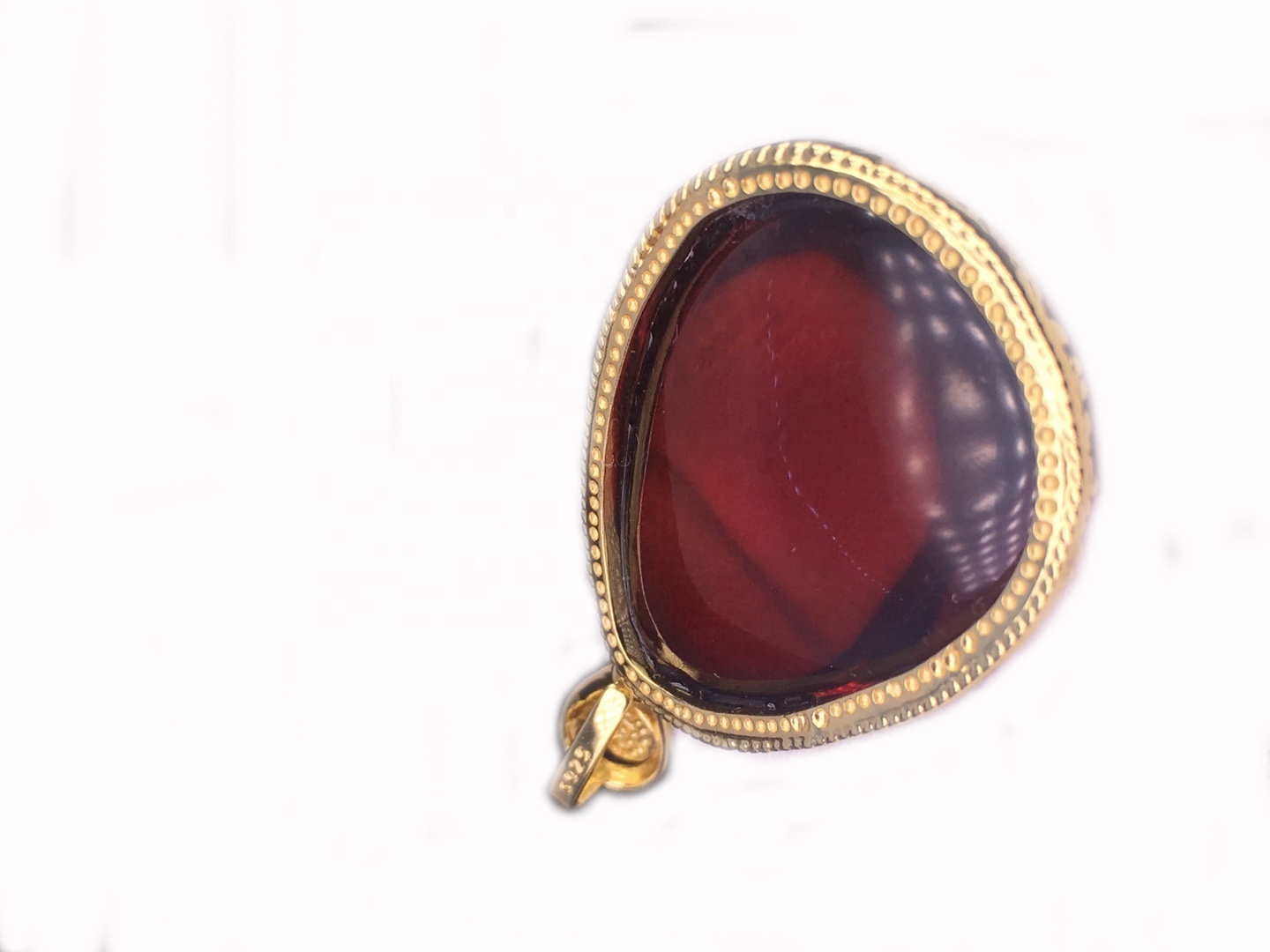 Crystal Clear Gold Plated Red Amber Anheng Hvit Pearl Anheng 17