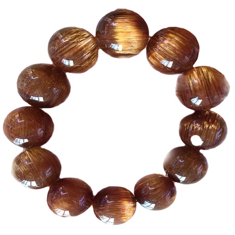 Braccialetto in rame perline al quarzo in rame Braccialetto rotondo Forma di quarzo Rutilato Braccialetto 39