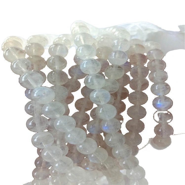 Náttúrulegt moonstone 3a umferð lögun perlur slétt gemstone strengir 17