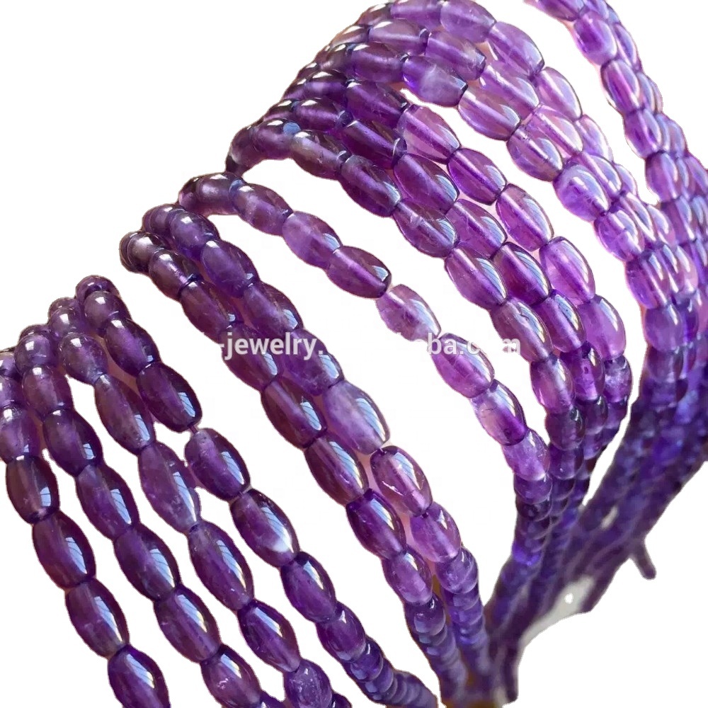 Náttúruleg Amethyst Rice Perlur Gemstone Gerðu heildsölu 40