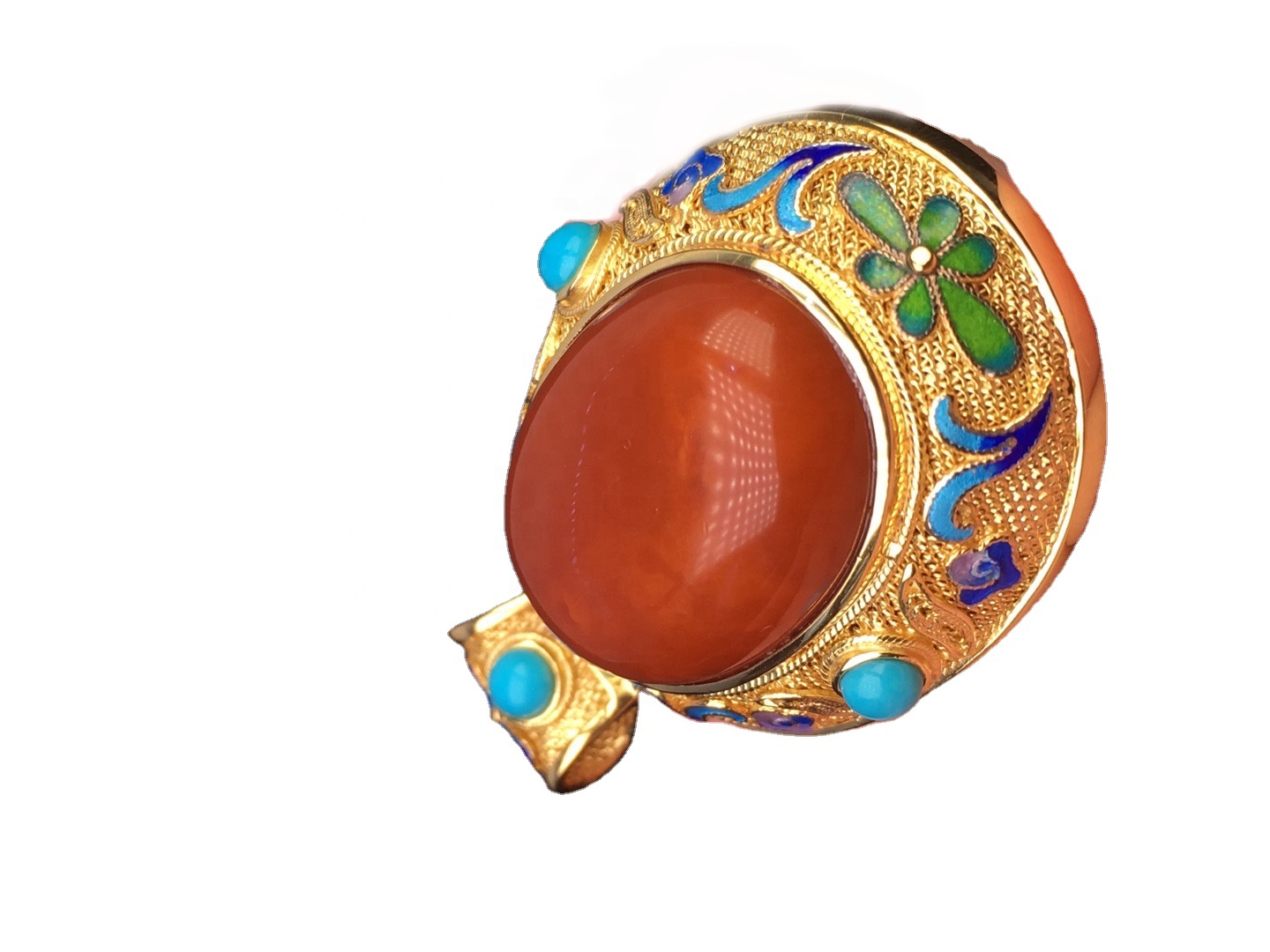 LNDIA געמסטאָנע רויט אַמבער פּענדאַנץ 17