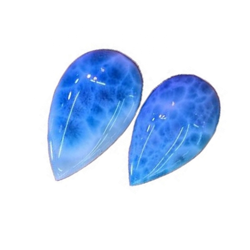 Larimar Pear Púði Cabochon Larimar Gemstone Fancy Cabochon ATURAL SOOS Semi Precious Gemstone Skartgripir Gerð Cabs 40