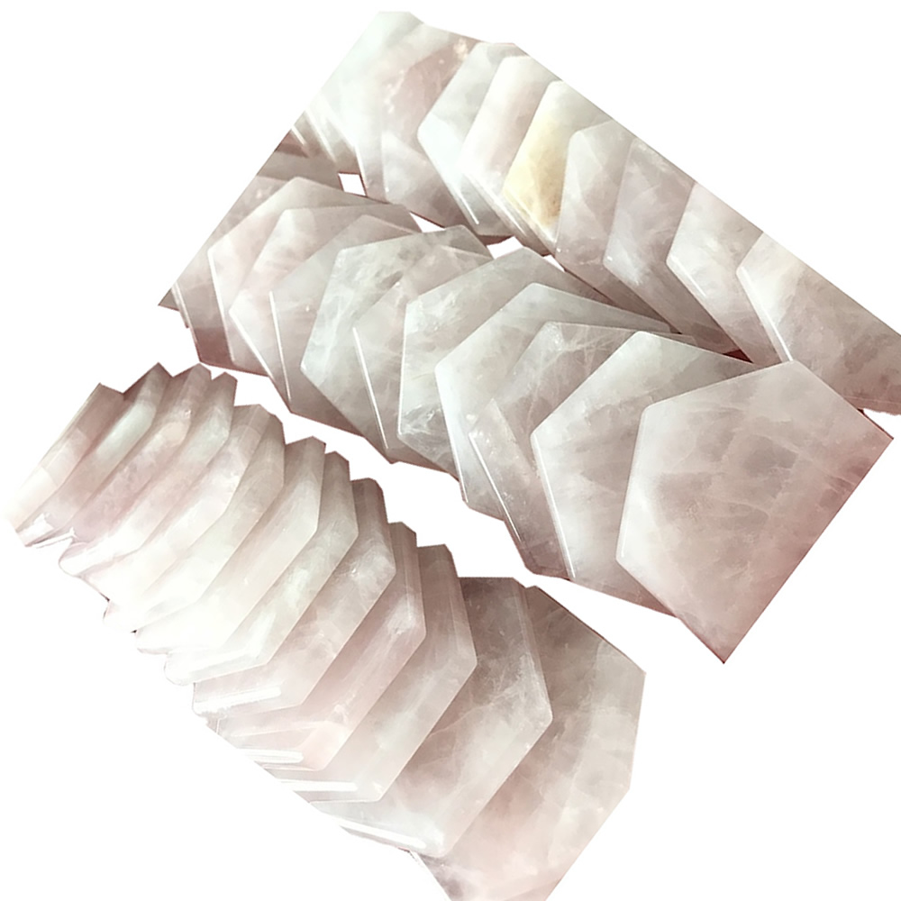 Natyrisht Rose Kuarc Hexagon Cabochon Pink u rrit kuarc hexagon cabochon gur i çmuar gur 40