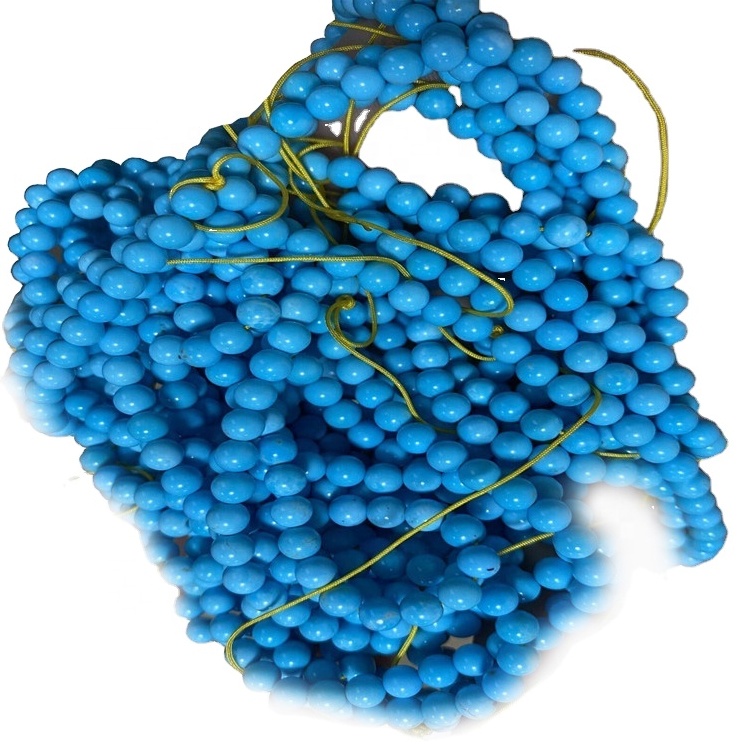 Natürliche blaue runde Perlen des Großhandels glatt lose Edelstein Türkis 17