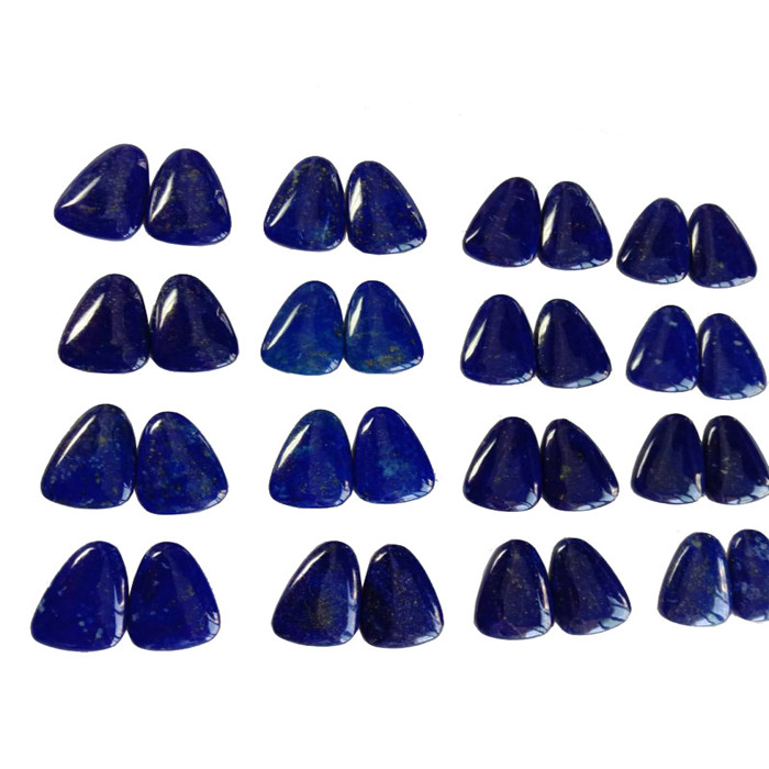 Fantastisk Lapis Lazuli Pair Polishing Triangle Cabochon Gemstone 41
