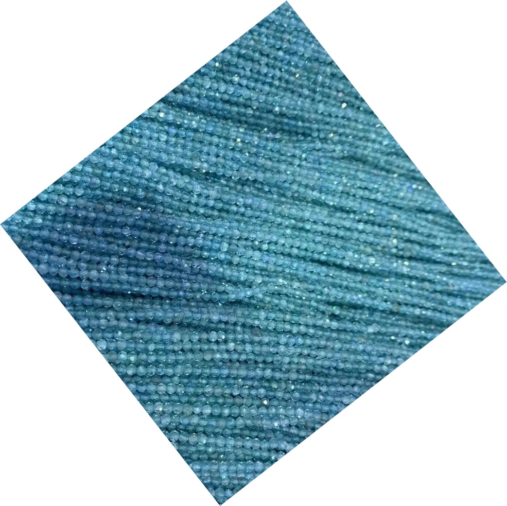 Dark Blue Milky Aquamarine 2mm Faceted Round 13 Bead Strand 17