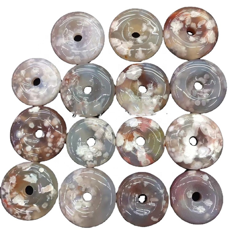 Sakura Agate пончыкі пацеркі робяць аптовыя натуральныя мох Agate пончыкі 40