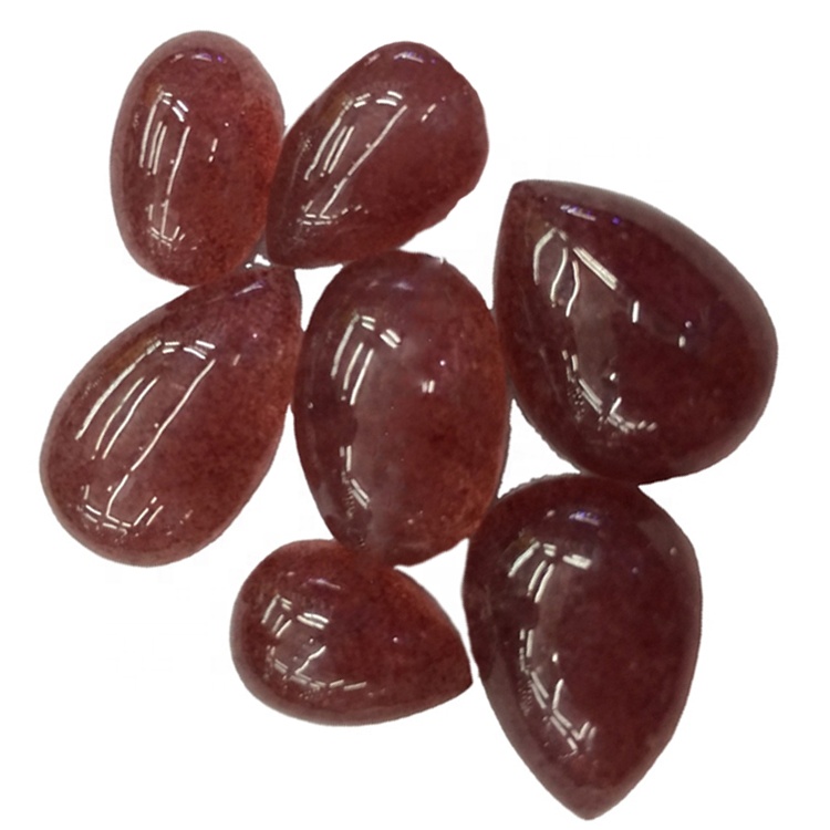 Strawberry Quartz Plain Cabochons Natural Strawberry Quartz Plain Flat Back Cabochons For Smykker 40