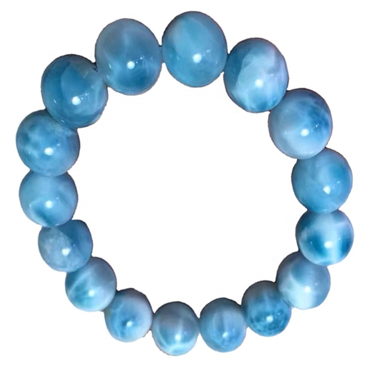 13mm Natural Rare Larimar Preziosi Braccialetti rotondi lisci lisci lisci 40