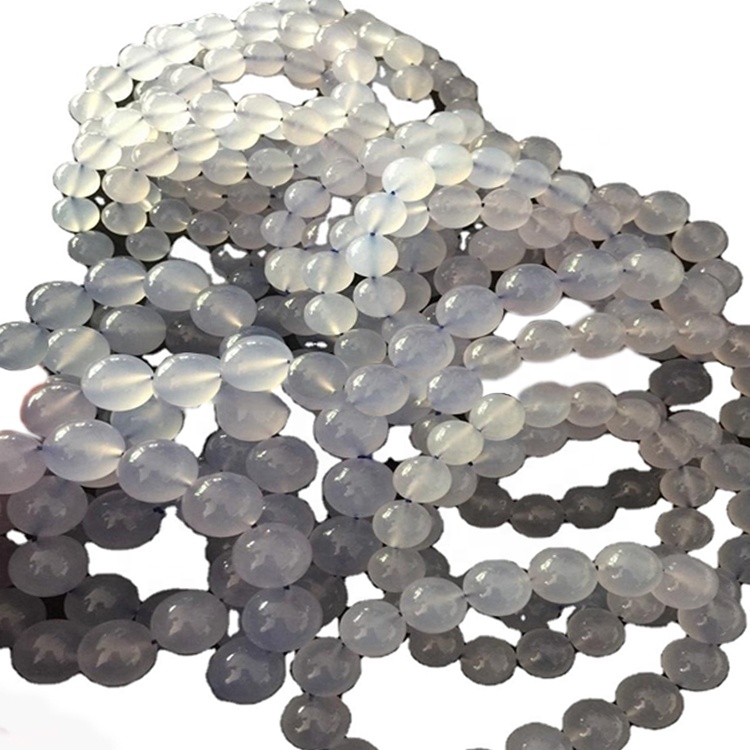 Blue chalcedony umferð perlur armband Customizable armband unisex skartgripir 32