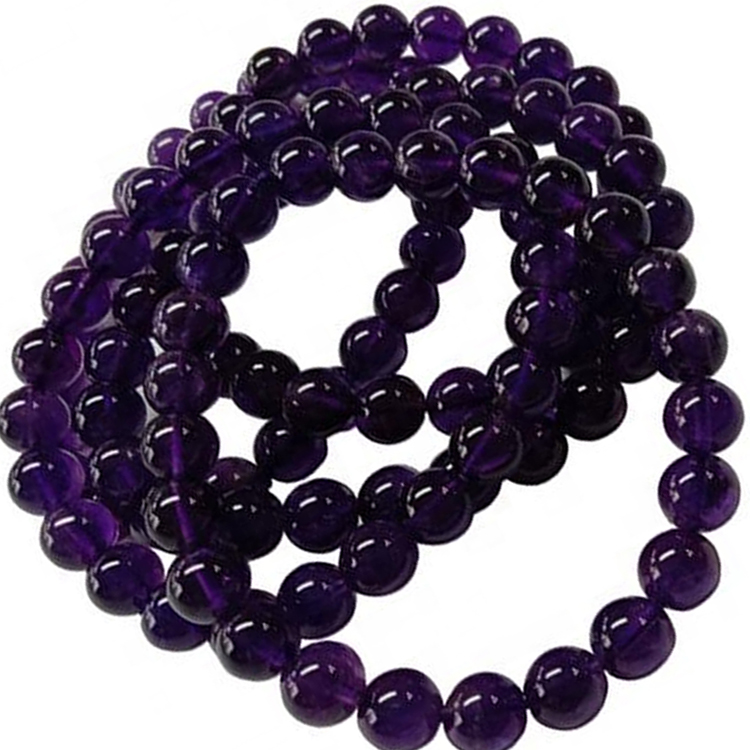 Натуральний аметистий дорогоцінний камінь круглий гладкий бісерний браслет-дорогоцінний каточник ювелірний кришталевий браслет 40