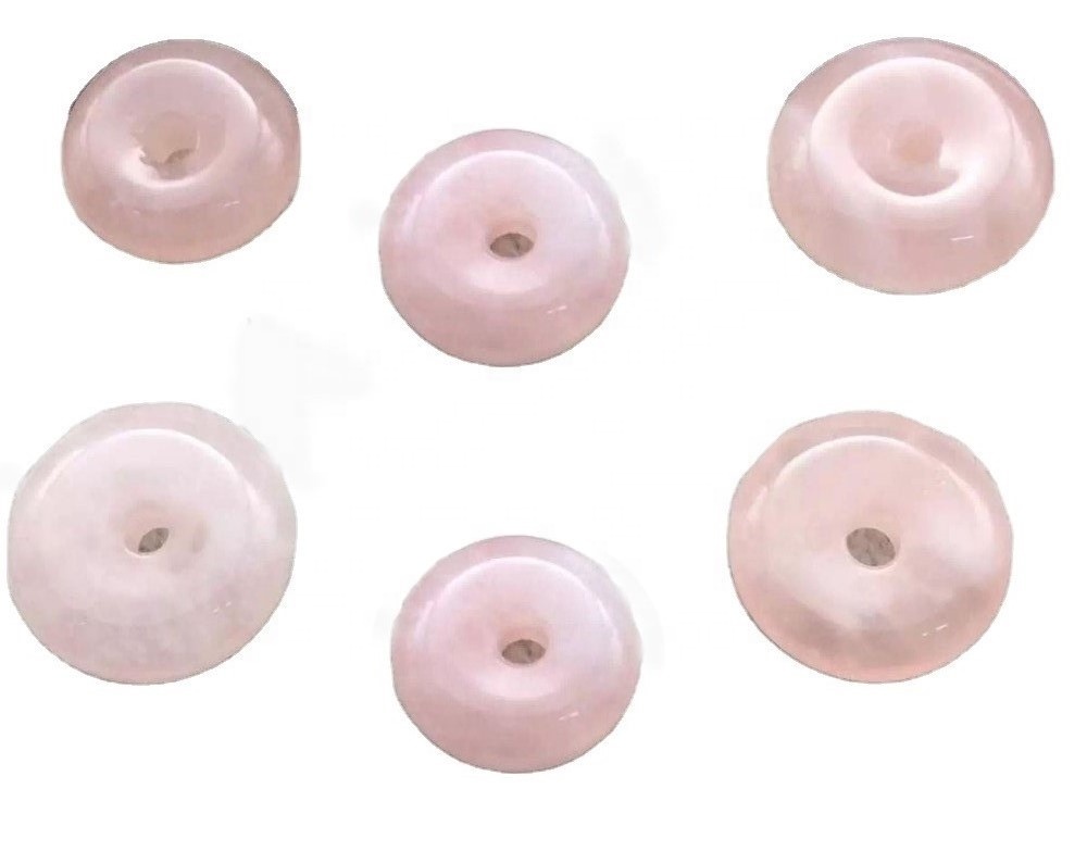 Rose Quartz Donut Hengiskraut | Natural Gemstone Hengiskraut Laus Bead Gerðu heildsölu 40