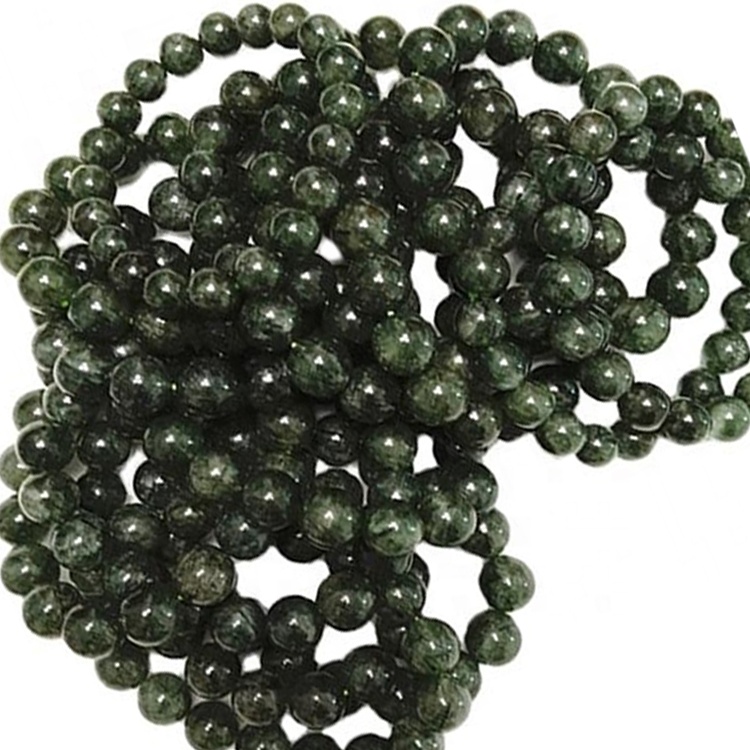 Prirodna zelena rutilna narukvica okrugla oblikova perle glatki dragulj 36