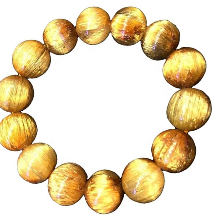 Perline rotonde di quarzo rutilazione dorate che favoriscono il braccialetto di alta qualità Braccialetto personalizzabile 41