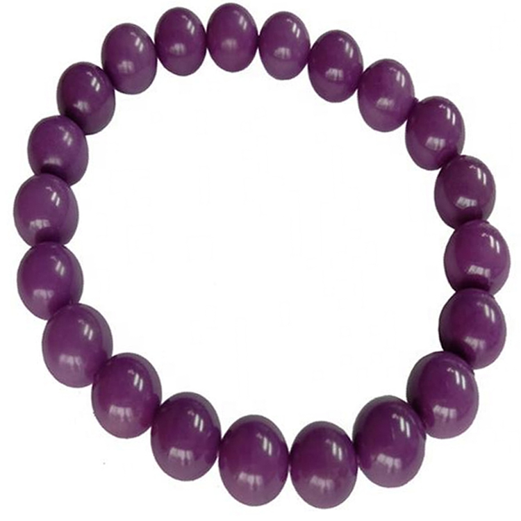 Ffosphosiderte naturiol prin Gemstone porffor Rownd gleiniau Breichled Estyniad Stretch 40