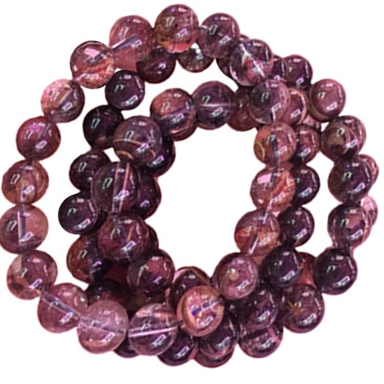 Мода Оригинален круг пурпурна фантом кварц монистра мазна рубин кристал камења камен мушка за накит 40