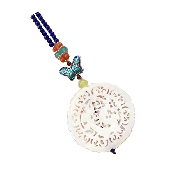 Նեֆրիտ փորագրված կախազարդ մանյակ Պատրաստեք մեծածախ 17