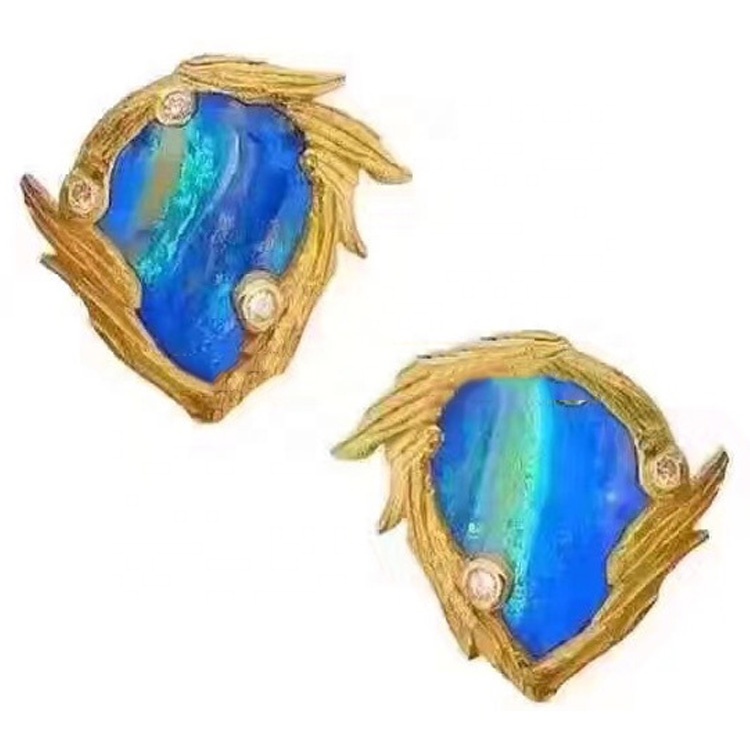 Orecchini in argento sterling con diamante opale al 100% 29