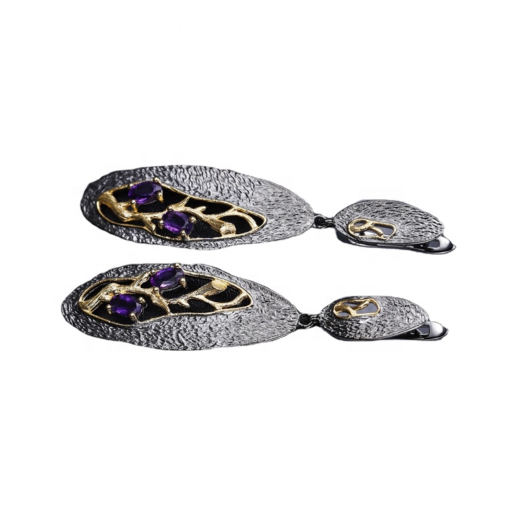 Plava spinel naušnice / draguljske naušnice / zlatne emeragdne naušnice 17