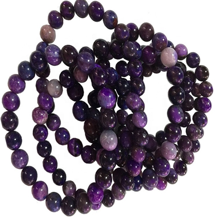 Braccialetti naturali sugirite all'ingrosso e braccialetto elasticizzato Gemstone liscio 40