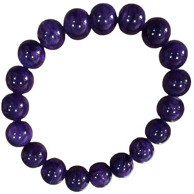 Top Quality Charoite Bead Armband Ný Rússneska Natural Gemstone Bangles Allt er 100% Natural Charoite 40