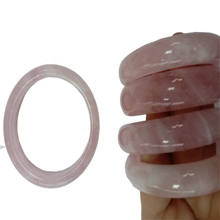 Թեժ վաճառք Բնական վարդի քվարց Bange Gemstone Clear Rose Quartz Bangle ձեռնաշղթա զարդեր 40