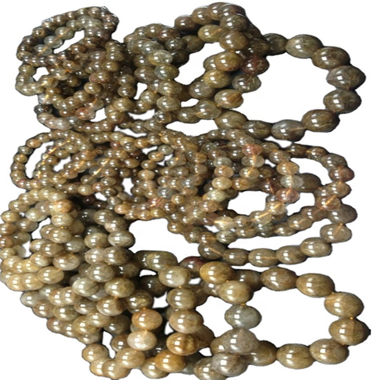 Nice umferð náttúrulega dýrmæta kopar rutilated kvars armband 32