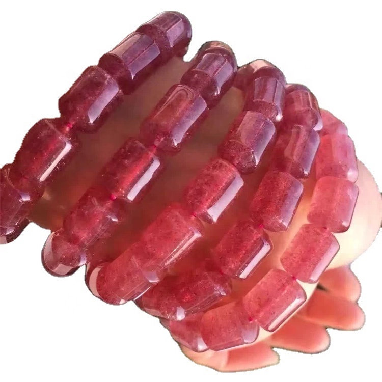 Braccialetto del braccialetto del braccialetto della pietra del quarzo della pietra del quarzo della fragola di colore rosso lucido del braccialetto del braccialetto di Braccialetto del braccialetto naturale 17
