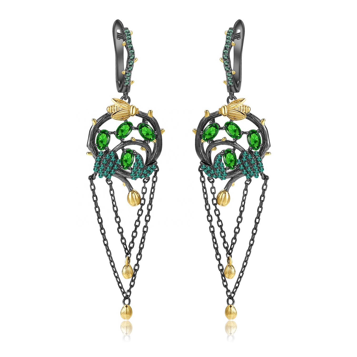 Emerald eyrnalokkar / gullhúðuð eyrnalokkar 17