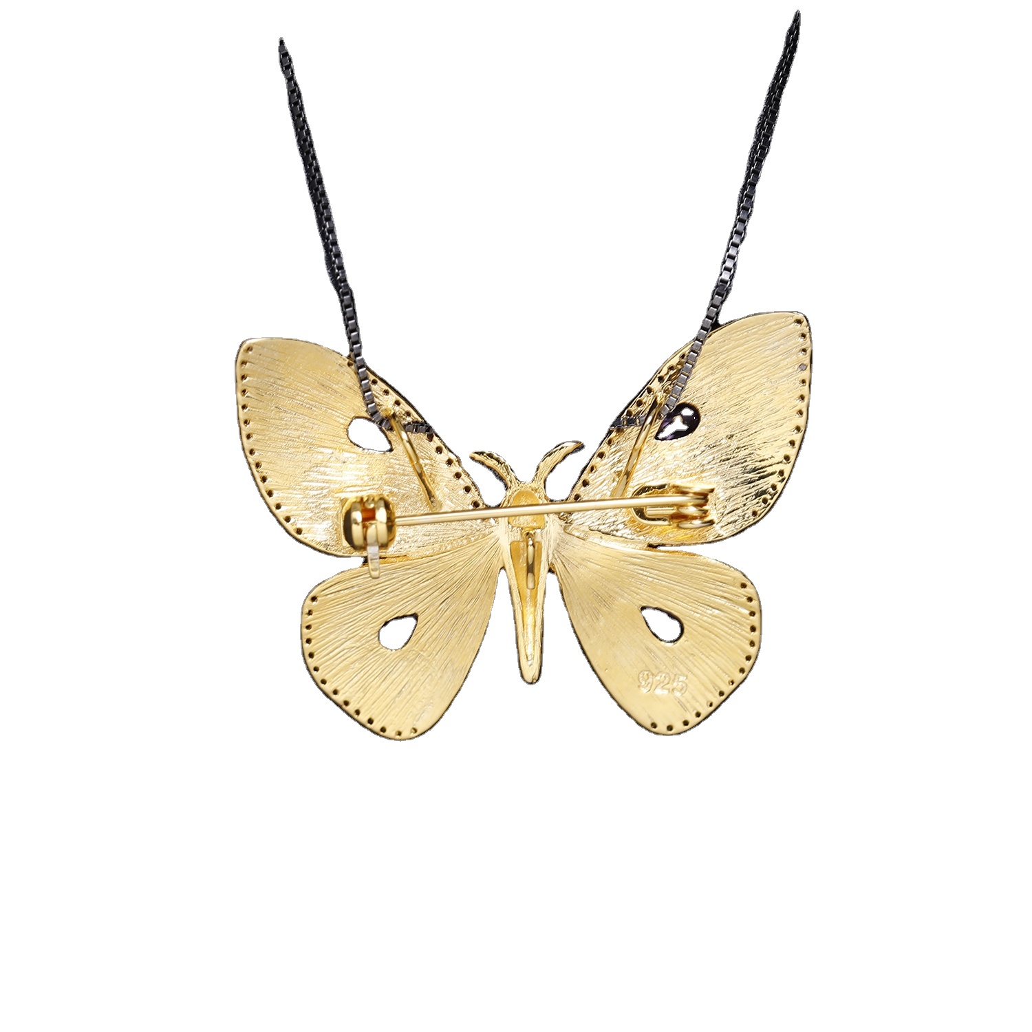 פלאַטערל פאָרעם גאָלד-פּלייטאַד ינלייד אַמעטהיסט האַלדזבאַנד פּענדאַנט 17