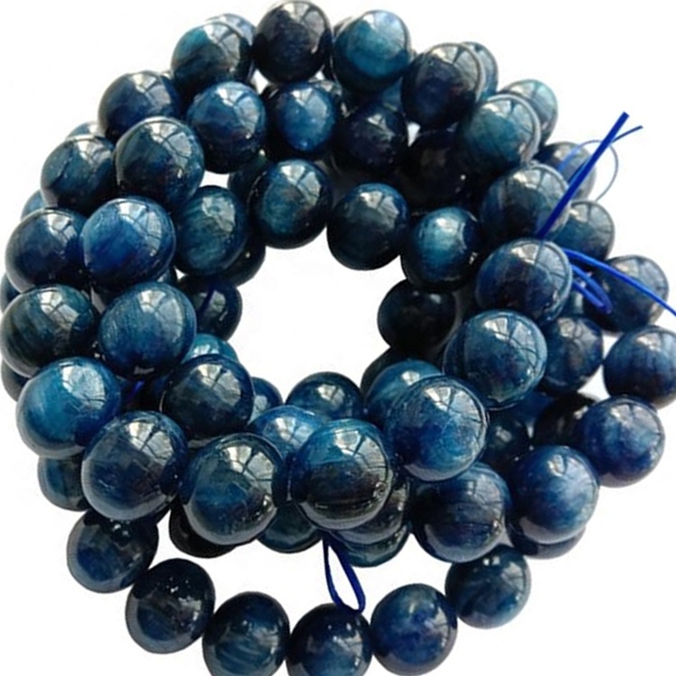 Скапоцени скапоцен камен нараквици природни Kyanite мониста нараквица шарм 12mm накит 17