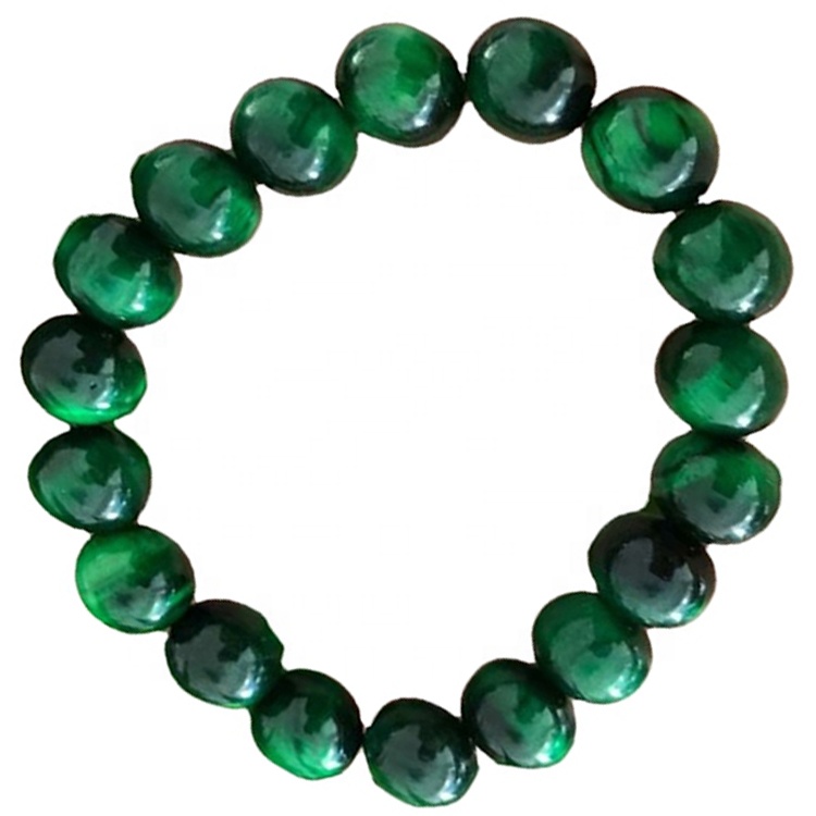 Braccialetto verde occhio verde naturale perline di forma rotonda / braccialetto di pietra preziosa liscia 40