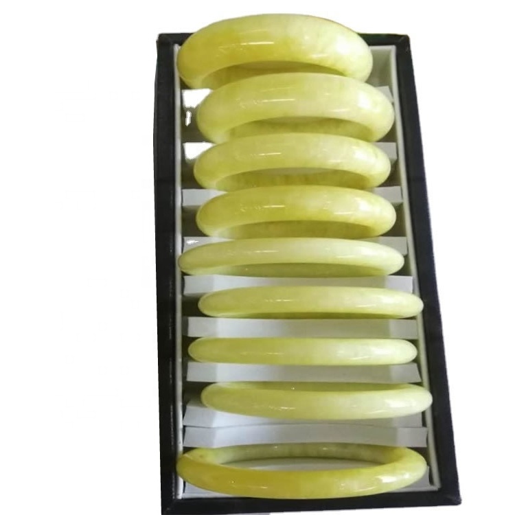 Žuti Smithsona Bangle napraviti veleprodaja Prirodni kalcit Smithsonite Crystal Gemstone Bangle sve žute breskve Huanglong narukvice 35