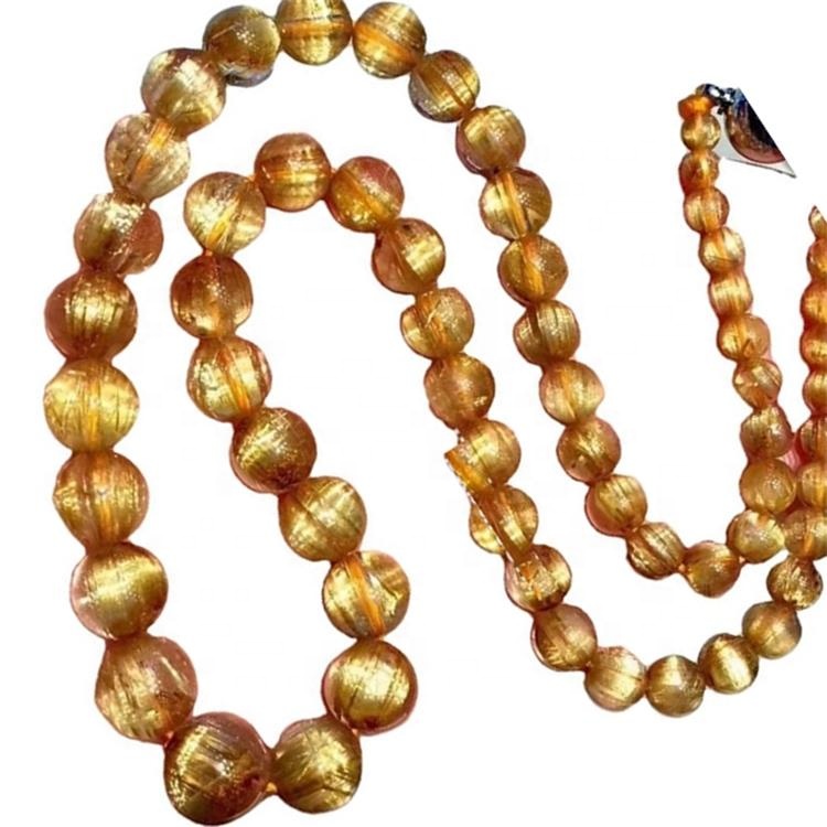 4mm til 10mm Turriform Round Perlur Títan Rutilated Quartz Gemstone Hálsmen 40